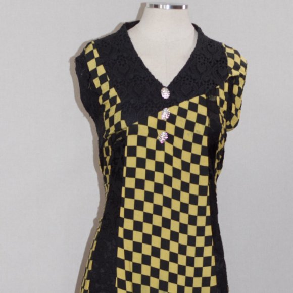 Yellow & Black Checkered Dress - Picture 5 of 15